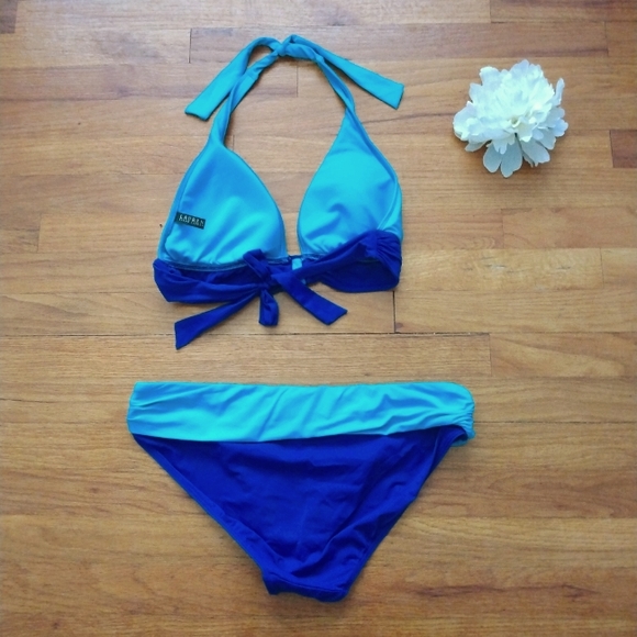 EUC Ladies Blue Two-Piece Ralph Lauren Bikini Swimsuit 12 - Picture 11 of 13